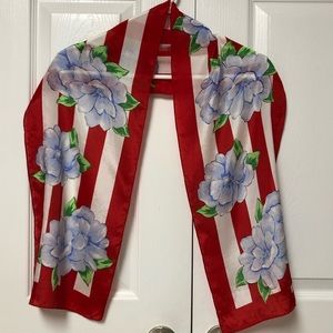 Vintage red white and blue satin scarf
